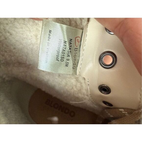 Blondo Natashia Womens Bone Leather Waterproof Faux Shearling Cuff Boots Size 9M - Picture 10 of 16